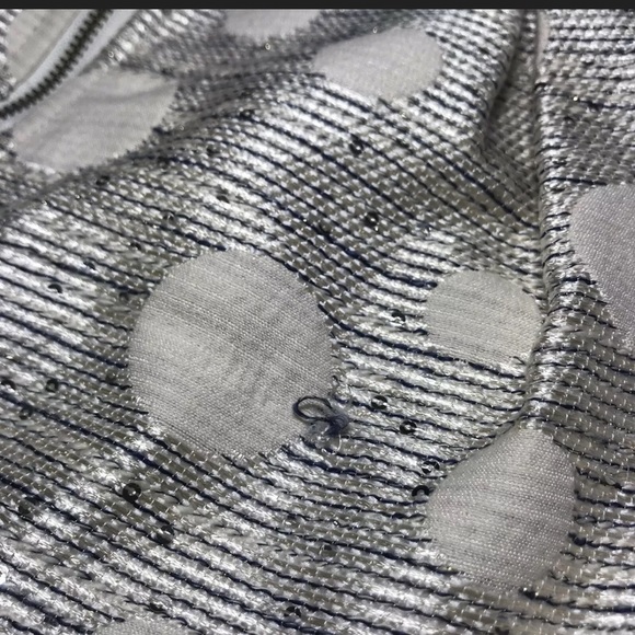 Anthropologie Skirt Jacquard Embellished Mini High Rise A-Line White Metallic 8 - Picture 13 of 15